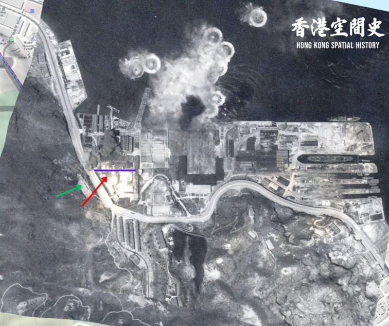 有专家追查炸弹来历,估计炸弹(红箭咀示)是美国陆军航空队第380大队在1945年4月2日下午2时投下 有专家追查炸弹来历,估计炸弹(红箭咀示)是美国陆军航空队第380大队在1945年4月2日下午2时投下