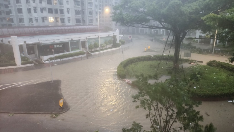 杏花邨出现水浸。 杏花邨出现水浸。