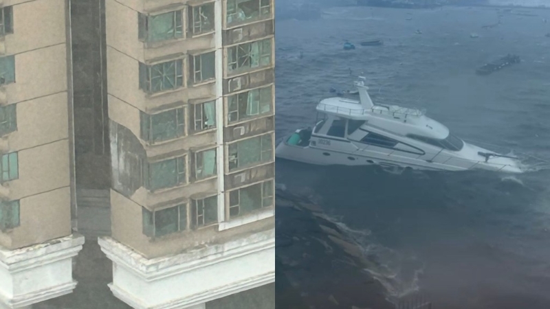 深井住宅外墙被吹落