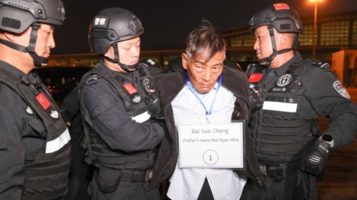 白所成落网后被押回中国。