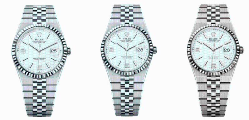 三款劳力士Land-Dweller,左起:不锈钢和白金款40mm、不锈钢和白金款36mm、 玫瑰金36mm 三款劳力士Land-Dweller,左起:不锈钢和白金款40mm、不锈钢和白金款36mm、 玫瑰金36mm