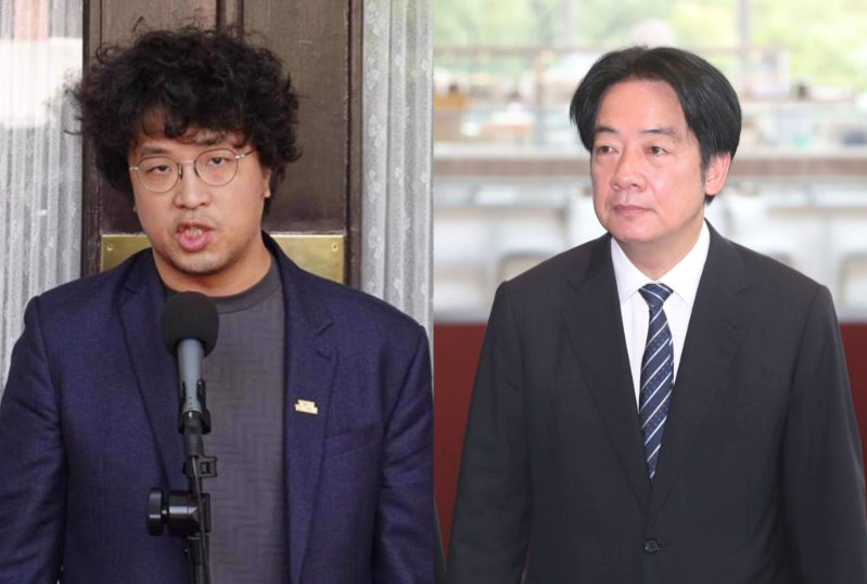 沈伯洋(左)是否参选台北市长热议不断，谢寒冰催促民进党主席赖清德(右)赶快提名。