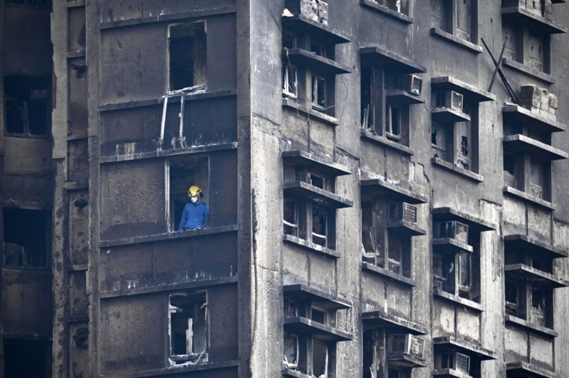 大埔宏福苑发生五级大火。 大埔宏福苑发生五级大火。