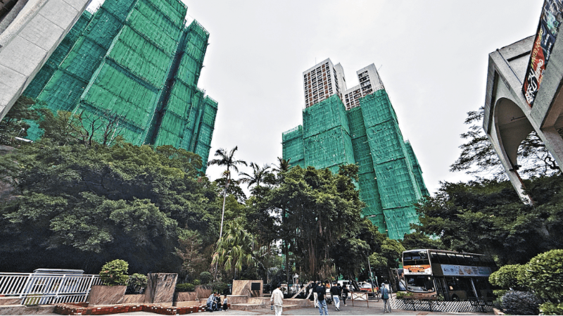 沙田火炭老牌屋苑穗禾苑正进行大型维修工程。 沙田火炭老牌屋苑穗禾苑正进行大型维修工程。