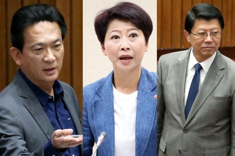 左起为绿委林俊宪、陈亭妃、蓝委谢龙介