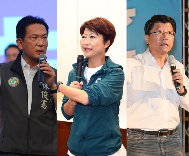 左起为民进党“立委”林俊宪、陈亭妃，国民党“立委”谢龙介