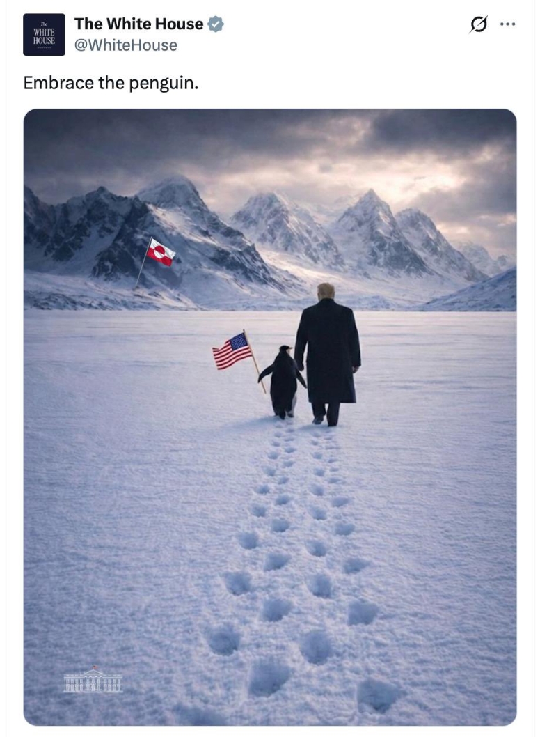 白宫在X贴上这张合成图,闹出大笑话。 白宫在X贴上这张合成图,闹出大笑话。