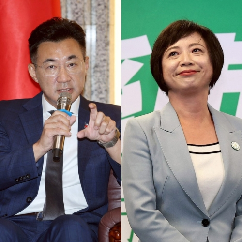 最新民调，国民党江启臣(左)以46％领先民进党何欣纯(右)的31％，但仍有未明显优势的区块