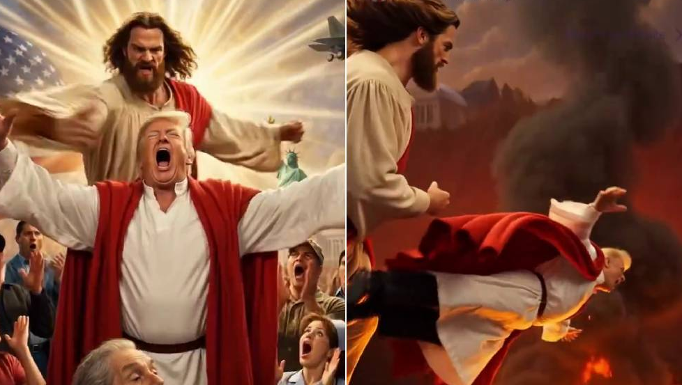 伊朗AI影片,特朗普“被耶稣爆头”打入地狱 伊朗AI影片,特朗普“被耶稣爆头”打入地狱