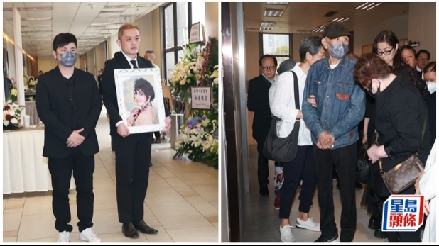 施明丧礼丨李家鼎悲痛欲绝需人搀扶，李泳汉捧母亲遗照，李泳豪伴随在侧神情肃穆