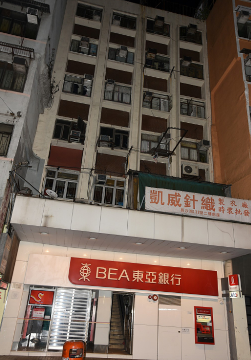 凶案现场在长沙湾道一大厦。 凶案现场在长沙湾道一大厦。